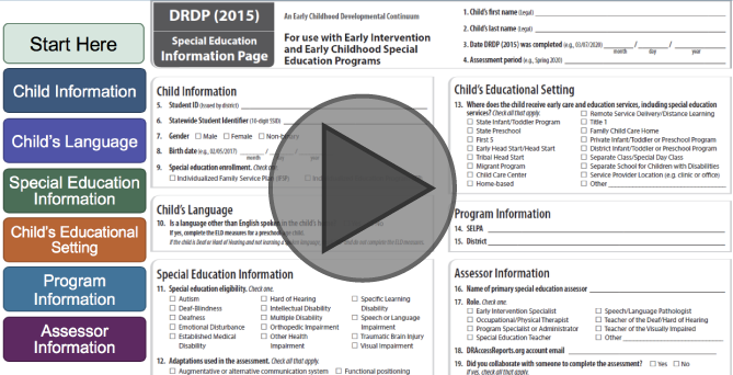 Interactive Tutorial for DRDP (2015) Special Education Information Page