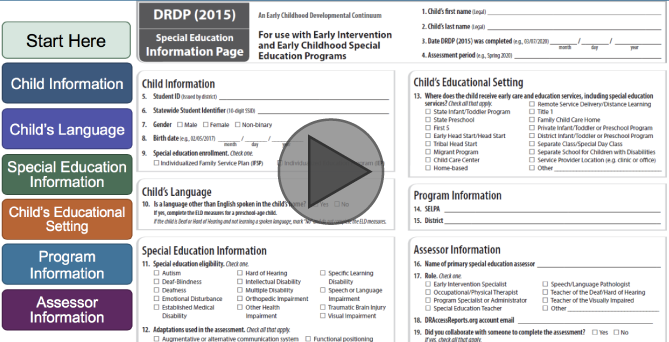 Interactive Tutorial for DRDP (2015) Special Education Information Page