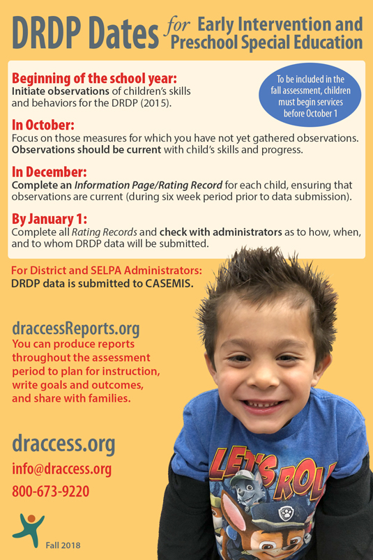 DRDP Dates for Early Intervention and Preschool Special Education