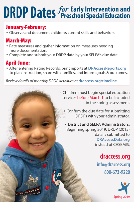DRDP Dates for Early Intervention and Preschool Special Education