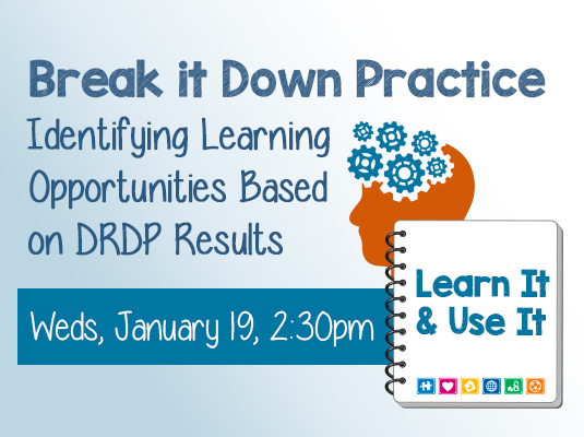 Learn It and Use It Break it Down Practice Identifying Learning Opportunities Based on DRDP Results