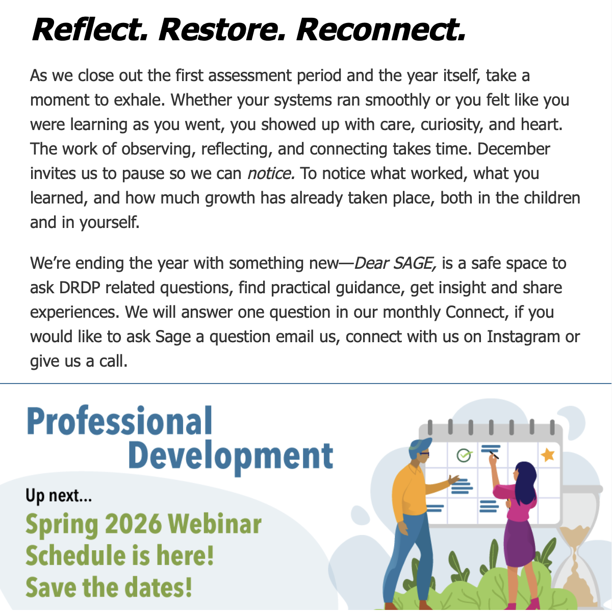 Screenshot from December 2025 Connect Newsletter