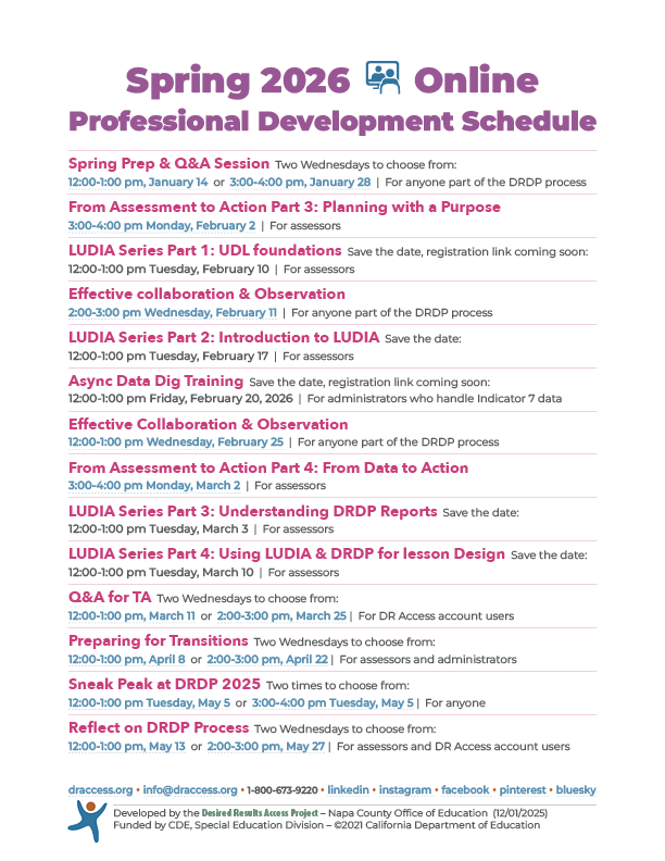 Professional Development Schedule