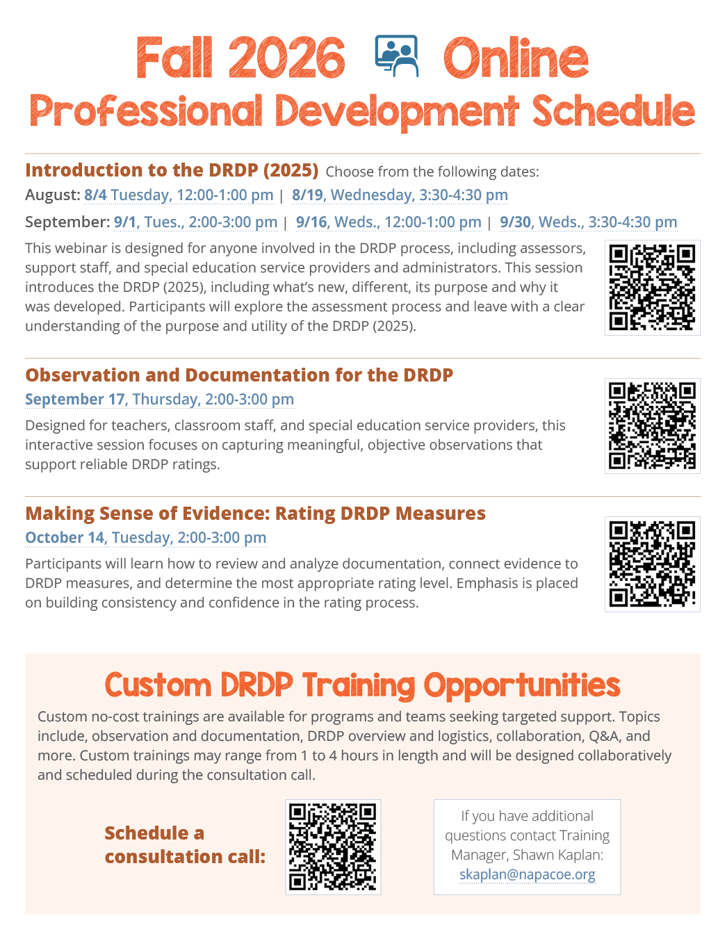 Fall 2026 Online Professional Development Schedule