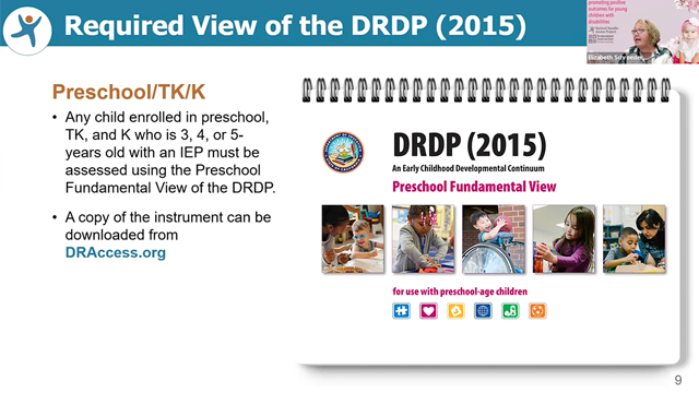 Screenshot of recorded webinar: Using the DRDP in TK/K