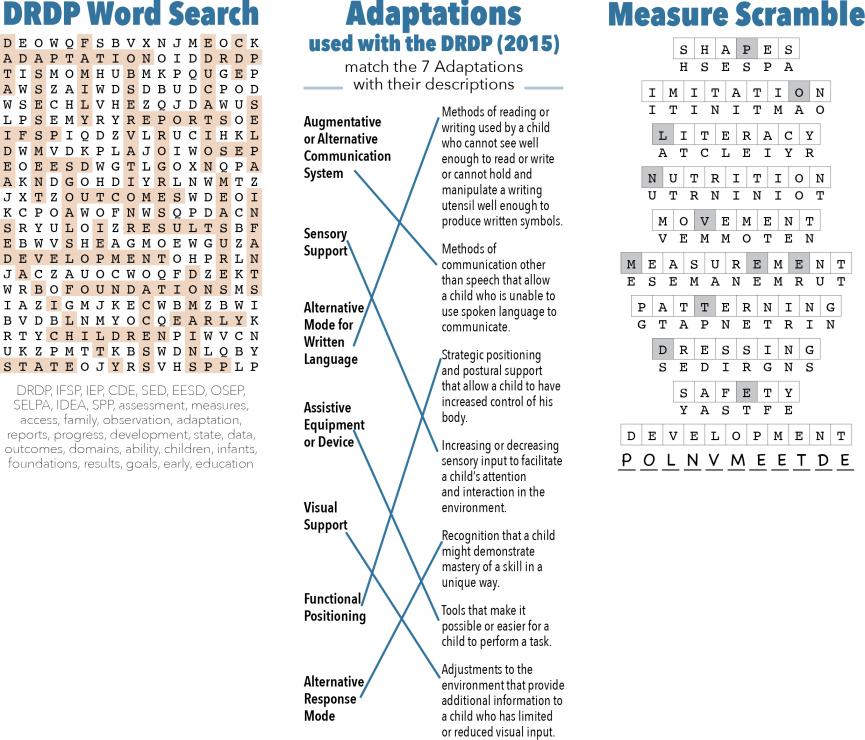 Placemat puzzle answers, read text below for accessibility.